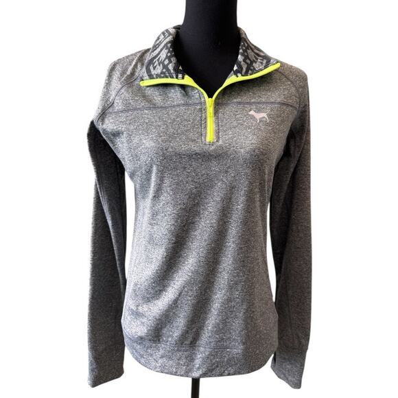 New VICTORIA'S SECRET Women's Gray Long Sleeve Quarter Zip Sweatshirt Size M - Picture 1 of 5